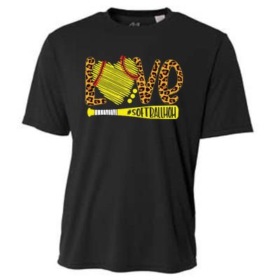 Love Softball Mom Leopard Print Baseball Lover Mother's Day Cooling Performance Crew T-Shirt