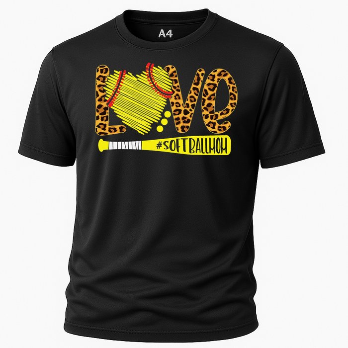 Love Softball Mom Leopard Print Baseball Lover Mother's Day Cooling Performance Crew T-Shirt