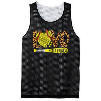 Love Softball Mom Leopard Print Baseball Lover Mother's Day Mesh Reversible Basketball Jersey Tank