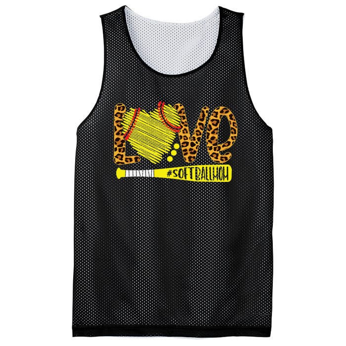 Love Softball Mom Leopard Print Baseball Lover Mother's Day Mesh Reversible Basketball Jersey Tank