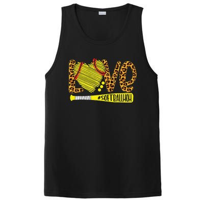 Love Softball Mom Leopard Print Baseball Lover Mother's Day PosiCharge Competitor Tank