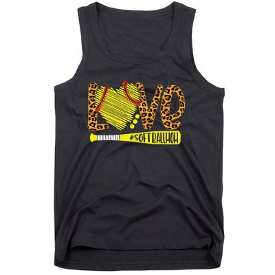 Love Softball Mom Leopard Print Baseball Lover Mother's Day Tank Top