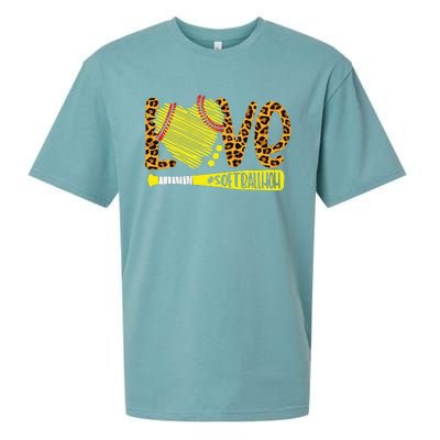 Love Softball Mom Leopard Print Baseball Lover Mother's Day Sueded Cloud Jersey T-Shirt