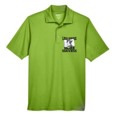 Less Stress More Success Napping Cat Stress Awareness Gift Men's Origin Performance Piqué Polo