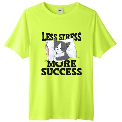 Less Stress More Success Napping Cat Stress Awareness Gift Tall Fusion ChromaSoft Performance T-Shirt