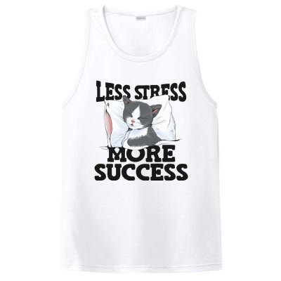 Less Stress More Success Napping Cat Stress Awareness Gift PosiCharge Competitor Tank