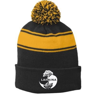 Lahaina Support Maui Strong Lahaina Banyan Tree In A Yin Yang Stripe Pom Pom Beanie