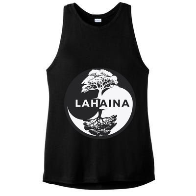 Lahaina Support Maui Strong Lahaina Banyan Tree In A Yin Yang Ladies PosiCharge Tri-Blend Wicking Tank