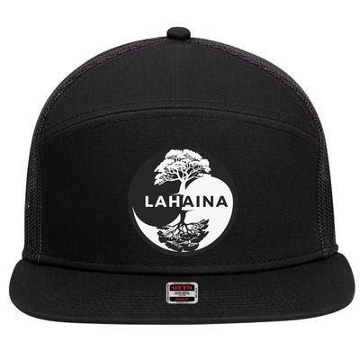 Lahaina Support Maui Strong Lahaina Banyan Tree In A Yin Yang 7 Panel Mesh Trucker Snapback Hat