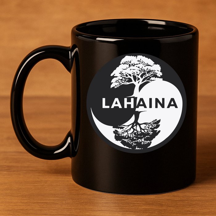 Lahaina Support Maui Strong Lahaina Banyan Tree In A Yin Yang 11oz C Handle Ceramic Mug
