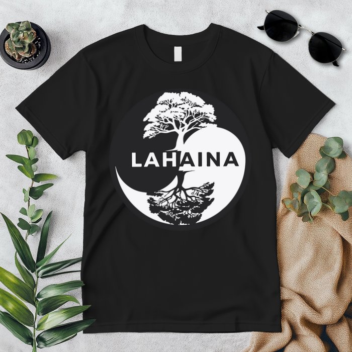 Lahaina Support Maui Strong Lahaina Banyan Tree In A Yin Yang Premium T-Shirt
