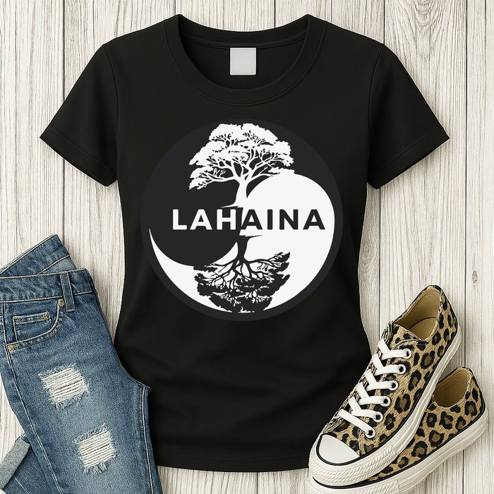 Lahaina Support Maui Strong Lahaina Banyan Tree In A Yin Yang Womens T-Shirt
