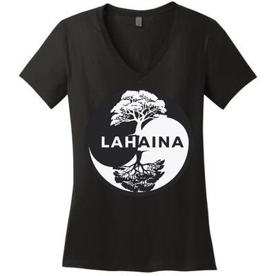 Lahaina Support Maui Strong Lahaina Banyan Tree In A Yin Yang Women's V-Neck T-Shirt