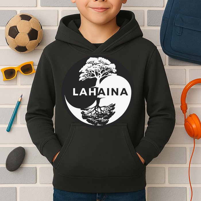 Lahaina Support Maui Strong Lahaina Banyan Tree In A Yin Yang Kids Hoodie