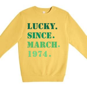 Lucky Since March 1974 Saint Patricks Day Premium Crewneck Sweatshirt