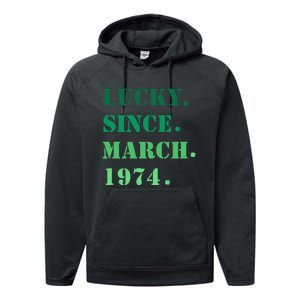 Lucky Since March 1974 Saint Patricks Day Performance Fleece Hoodie