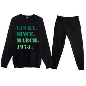 Lucky Since March 1974 Saint Patricks Day Premium Crewneck Sweatsuit Set