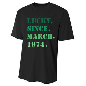 Lucky Since March 1974 Saint Patricks Day Performance Sprint T-Shirt