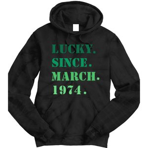 Lucky Since March 1974 Saint Patricks Day Tie Dye Hoodie