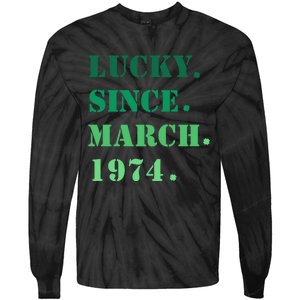 Lucky Since March 1974 Saint Patricks Day Tie-Dye Long Sleeve Shirt