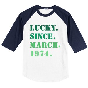 Lucky Since March 1974 Saint Patricks Day Baseball Sleeve Shirt