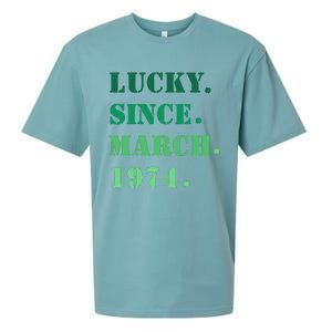 Lucky Since March 1974 Saint Patricks Day Sueded Cloud Jersey T-Shirt