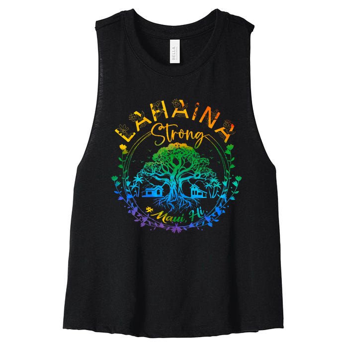 Lahaina Strong Maui Hawaii Old Banyan Tree Saved Majestic Women's Racerback Cropped Tank