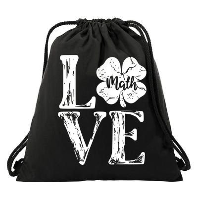 Love Shamrock Math Teacher St Patricks Day Drawstring Bag