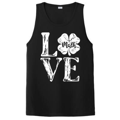 Love Shamrock Math Teacher St Patricks Day PosiCharge Competitor Tank