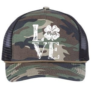 Love Shamrock Math Teacher St Patricks Day Retro Rope Trucker Hat Cap