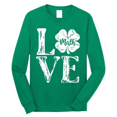 Love Shamrock Math Teacher St Patricks Day Long Sleeve Shirt