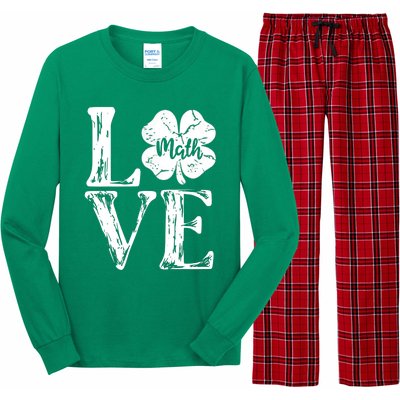 Love Shamrock Math Teacher St Patricks Day Long Sleeve Pajama Set