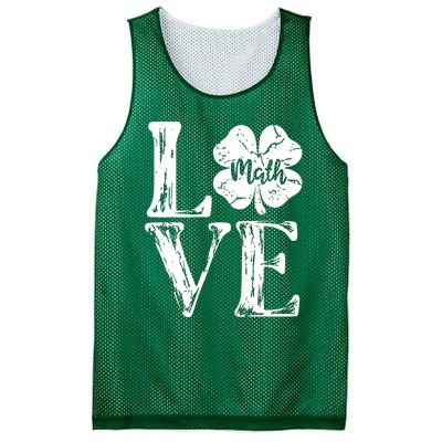 Love Shamrock Math Teacher St Patricks Day Mesh Reversible Basketball Jersey Tank