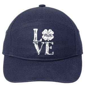 Love Shamrock Math Teacher St Patricks Day 7-Panel Snapback Hat