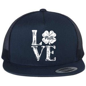 Love Shamrock Math Teacher St Patricks Day Flat Bill Trucker Hat