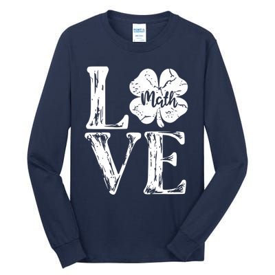 Love Shamrock Math Teacher St Patricks Day Tall Long Sleeve T-Shirt