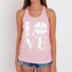 Love Shamrock Math Teacher St Patricks Day Women's Knotted Racerback Tank