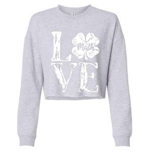 Love Shamrock Math Teacher St Patricks Day Cropped Pullover Crew