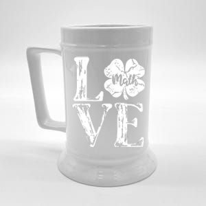 Love Shamrock Math Teacher St Patricks Day Beer Stein