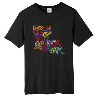 Louisiana State Map Mardi Gras Creole Cajun Culture Tall Fusion ChromaSoft Performance T-Shirt