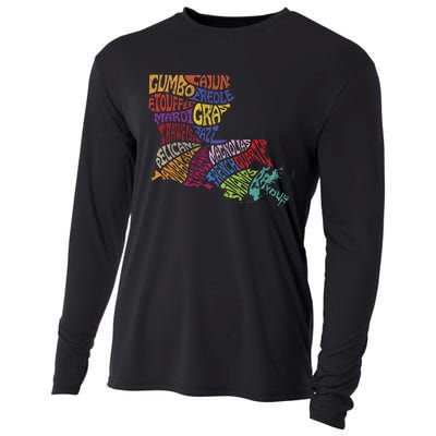 Louisiana State Map Mardi Gras Creole Cajun Culture Cooling Performance Long Sleeve Crew