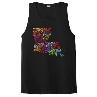 Louisiana State Map Mardi Gras Creole Cajun Culture PosiCharge Competitor Tank