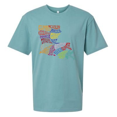 Louisiana State Map Mardi Gras Creole Cajun Culture Sueded Cloud Jersey T-Shirt