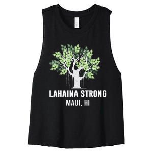 Lahaina Strong Maui Hawaii Old Banyan Tree Women's Racerback Cropped Tank