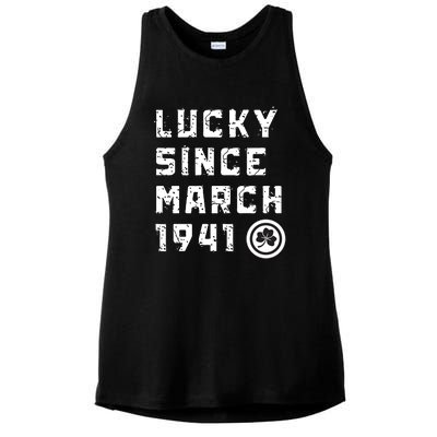 Lucky Since March 1941 St. PatrickS Day Ladies PosiCharge Tri-Blend Wicking Tank