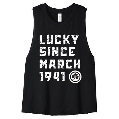 Lucky Since March 1941 St. PatrickS Day Women's Racerback Cropped Tank