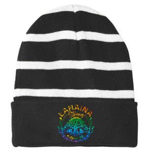 Lahaina Strong Maui Hawaii Old Banyan Tree Saved Majestic Striped Beanie with Solid Band