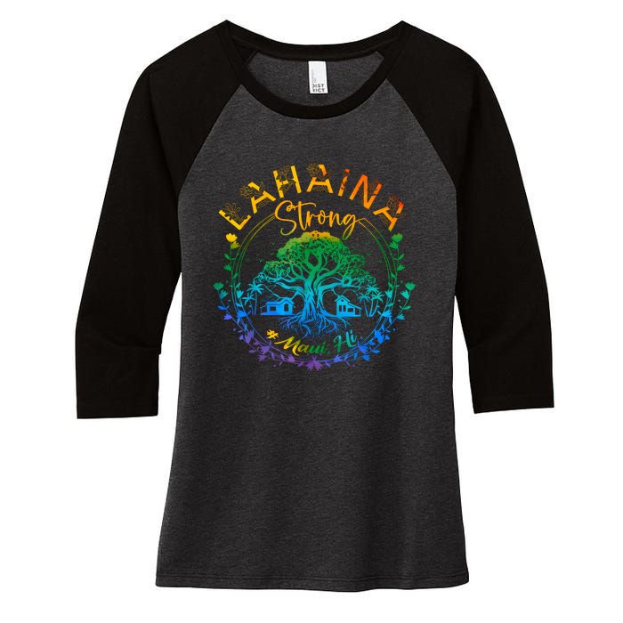 Lahaina Strong Maui Hawaii Old Banyan Tree Saved Majestic Women's Tri-Blend 3/4-Sleeve Raglan Shirt