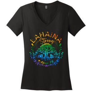 Lahaina Strong Maui Hawaii Old Banyan Tree Saved Majestic Women's V-Neck T-Shirt