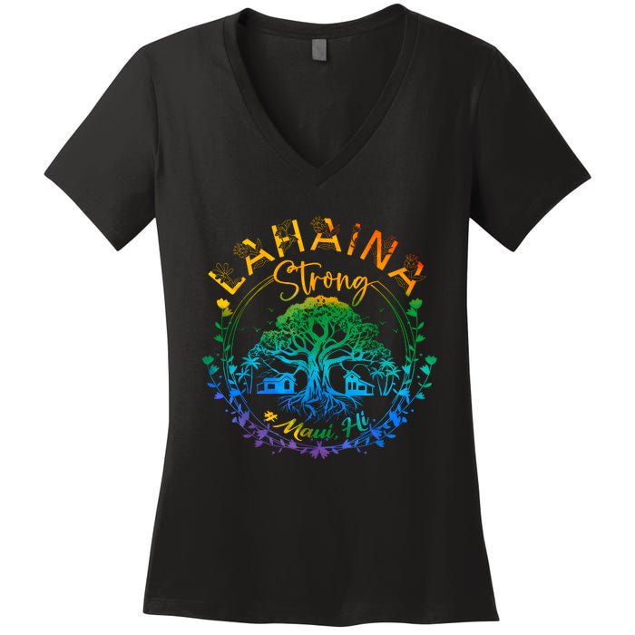 Lahaina Strong Maui Hawaii Old Banyan Tree Saved Majestic Women's V-Neck T-Shirt